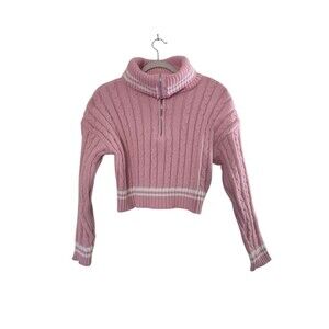 Absolutely Creative Worldwide Sweater Womens Size S Cozy Knit Zip Up Crop